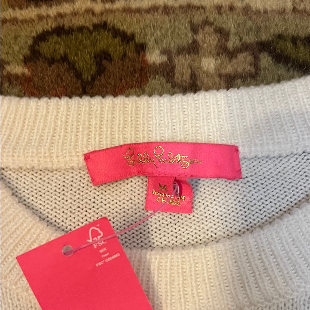 Lilly Pulitzer Raspberry and White Striped Sweater - Picture 3 of 5